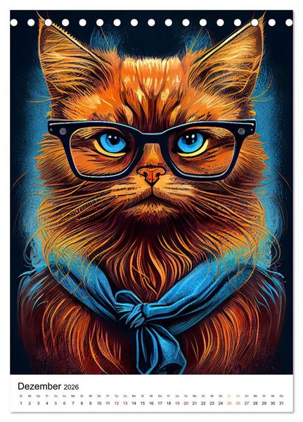 Produktbild: Hipster Katzen (Tischkalender 2026 DIN A5 hoch), CALVENDO Monatskalender