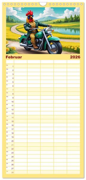 Produktbild: Familienplaner 2026 - Tierische Motorradfahrer mit 5 Spalten (Wandkalender, 21 x 45 cm) CALVENDO