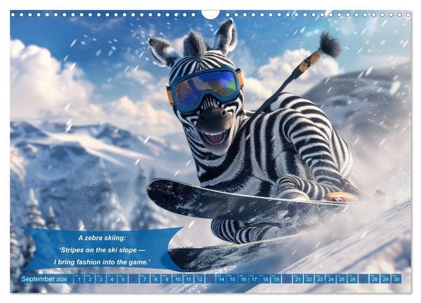 Produktbild: Funny charming animals as skiers (Wall Calendar 2026 DIN A3 landscape), CALVENDO 12 Month Wall Calendar