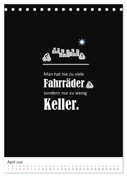 Produktbild: Markante, freche Spr&uuml;che rund ums Radfahren (Tischkalender 2026 DIN A5 hoch), CALVENDO Monatskalender