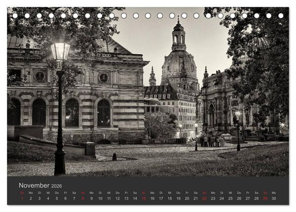 Produktbild: Dresden Schwarz Weiss 2026 (Tischkalender 2026 DIN A5 quer), CALVENDO Monatskalender