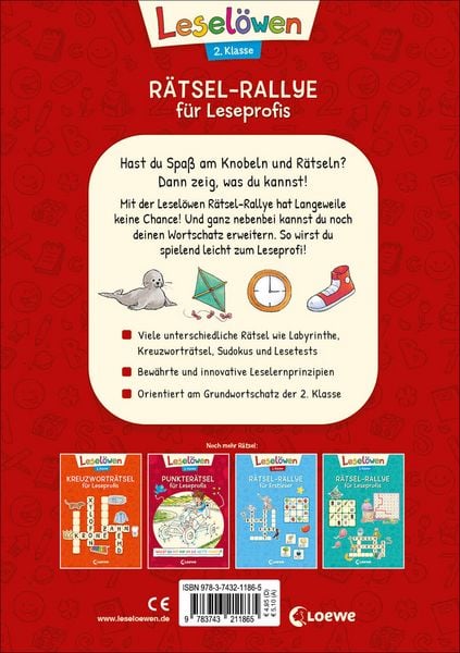 Produktbild: Lesel&ouml;wen R&auml;tsel-Rallye f&uuml;r Leseprofis - 2. Klasse (Rot)