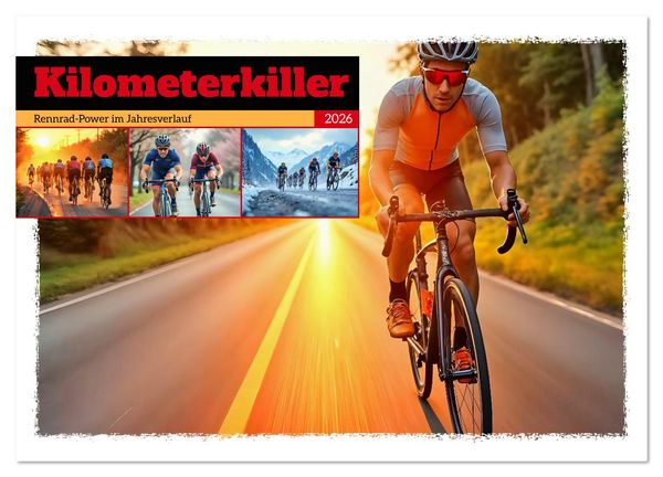 Produktbild: Kilometerkiller - Rennrad-Power im Jahresverlauf (Wandkalender 2026 DIN A2 quer), CALVENDO Monatskalender