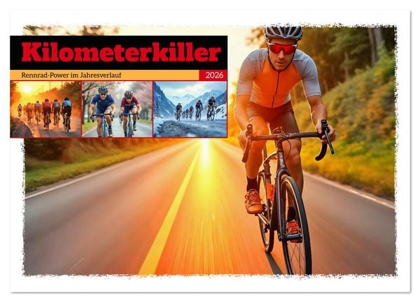Produktbild: Kilometerkiller - Rennrad-Power im Jahresverlauf (Wandkalender 2026 DIN A4 quer), CALVENDO Monatskalender