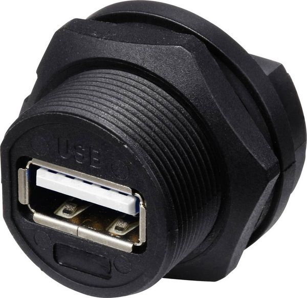 Produktbild: USB 2.0-Buchse f&uuml;r die r&uuml;ckseitige Montage (Gewinde) TC-E13T-FU2-PPF TC-13543552 TRU COMPONENTS Inhalt: 1 St.
