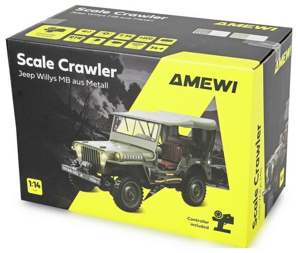 Produktbild: Amewi Jeep Willys MB Scale Crawler Brushed 1:14 RC Modellauto Elektro Crawler Allradantrieb (4WD)
