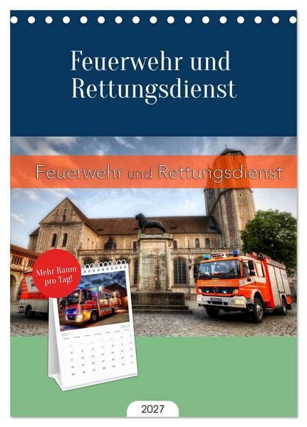 Produktbild: Tischplaner 2027 - Feuerwehr und Rettungsdienst (A5 Tischkalender zum Aufstellen) CALVENDO