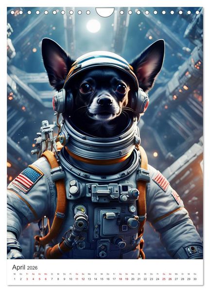 Produktbild: Chihuahua Abenteuer im Weltraum (Wandkalender 2026 DIN A4 hoch), CALVENDO Monatskalender