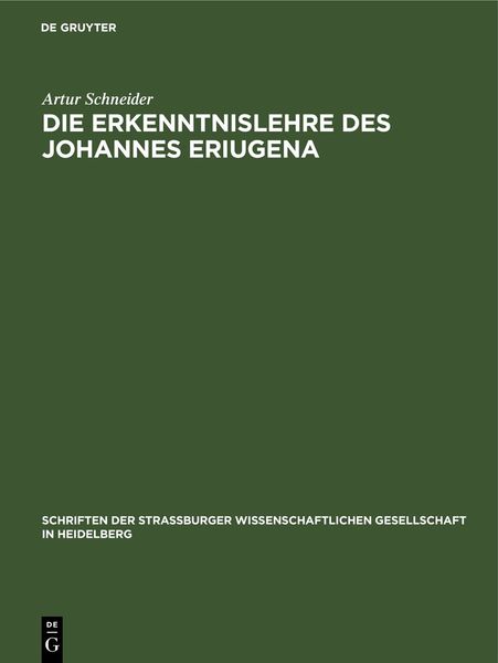 Produktbild: Die Erkenntnislehre des Johannes Eriugena