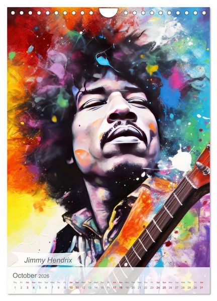 Produktbild: Music legends in magic art (Wall Calendar 2026 DIN A4 portrait), CALVENDO 12 Month Wall Calendar