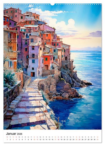 Produktbild: Italienische Riviera - wundersch&ouml;ne K&uuml;ste (hochwertiger Premium Wandkalender 2026 DIN A2 hoch), Kunstdruck in Hochglanz