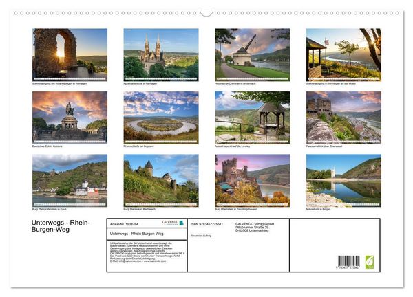 Produktbild: Unterwegs - Rhein-Burgen-Weg (Wandkalender 2026 DIN A2 quer), CALVENDO Monatskalender