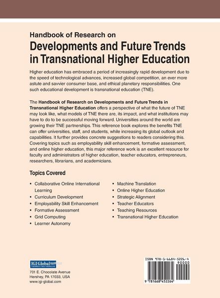 Produktbild: Handbook of Research on Developments and Future Trends in Transnational Higher Education