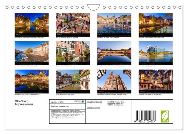 Produktbild: Stra&szlig;burg Impressionen (Wandkalender 2026 DIN A4 quer), CALVENDO Monatskalender