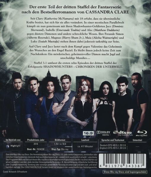 Produktbild: Shadowhunters Staffel 3.1 [2 BRs]
