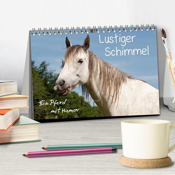 Produktbild: Lustiger Schimmel - ein Pferd mit Humor (Tischkalender 2027 DIN A5 quer), CALVENDO Monatskalender