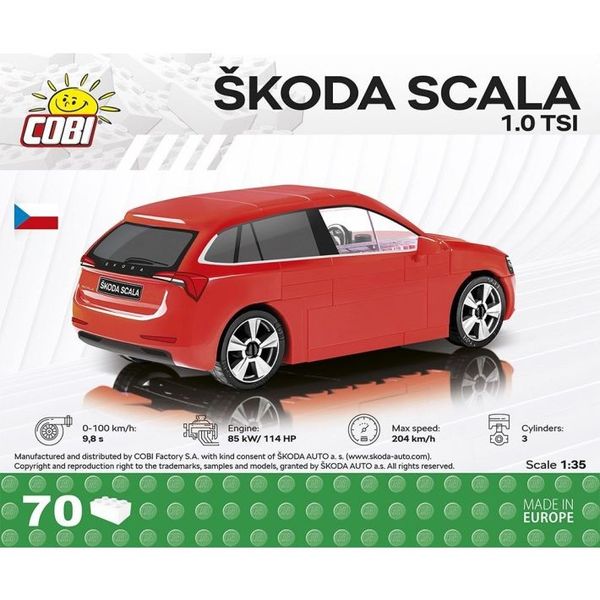 Produktbild: COBI 24582 -  koda Scala 1.0 TSI, rot, Ma&szlig;stab 1:35, 70 Klemmbausteine, Bausatz