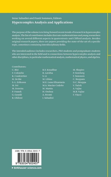 Produktbild: Hypercomplex Analysis and Applications