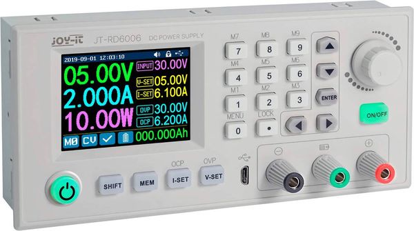 Joy-it RD6006 Labornetzgerät, einstellbar  0 - 60 V 0 mA - 6 A   fernsteuerbar, programmierbar, schmale Bauform Anzahl A