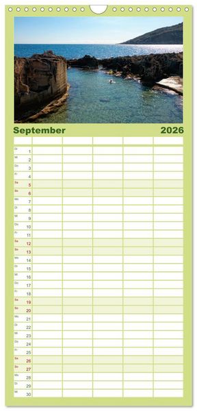 Produktbild: Familienplaner 2026 - Der K&uuml;ste entlang im Salento mit 5 Spalten (Wandkalender, 21 x 45 cm) CALVENDO