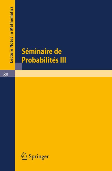 Produktbild: S&eacute;minaire de Probabilit&eacute;s III