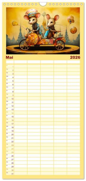 Produktbild: Familienplaner 2026 - Zirkusfantasien - Bezaubernd fremdartig mit 5 Spalten (Wandkalender, 21 x 45 cm) CALVENDO