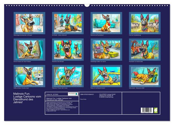 Produktbild: Malinois Fun. Lustige Cartoons vom Diensthund des Jahres! (Wandkalender 2026 DIN A2 quer), CALVENDO Monatskalender