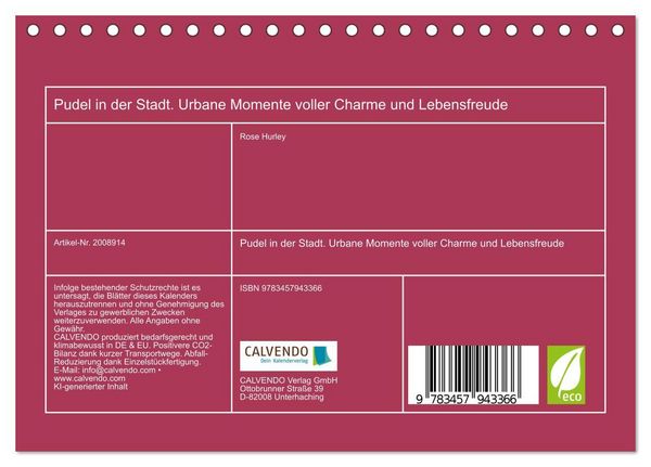 Produktbild: Pudel in der Stadt. Urbane Momente voller Charme und Lebensfreude (Tischkalender 2026 DIN A5 quer), CALVENDO Monatskalender