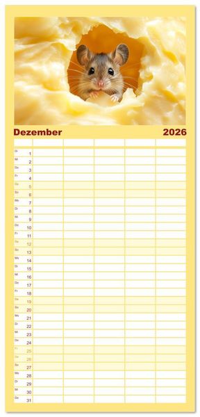 Produktbild: Familienplaner 2026 - M&auml;use w&uuml;rden K&auml;se kaufen mit 5 Spalten (Wandkalender, 21 x 45 cm) CALVENDO