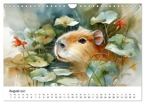 Produktbild: Capybara - die Kunst des gelassenen Daseins (Wandkalender 2027 DIN A4 quer), CALVENDO Monatskalender
