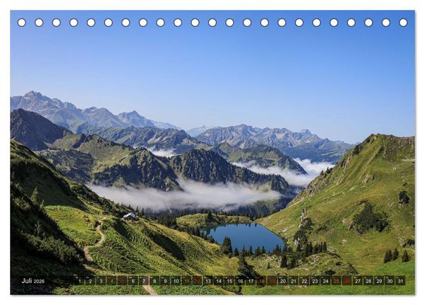 Produktbild: Naturparadies Allg&auml;u - Von Oberstdorf bis F&uuml;ssen (Tischkalender 2026 DIN A5 quer), CALVENDO Monatskalender