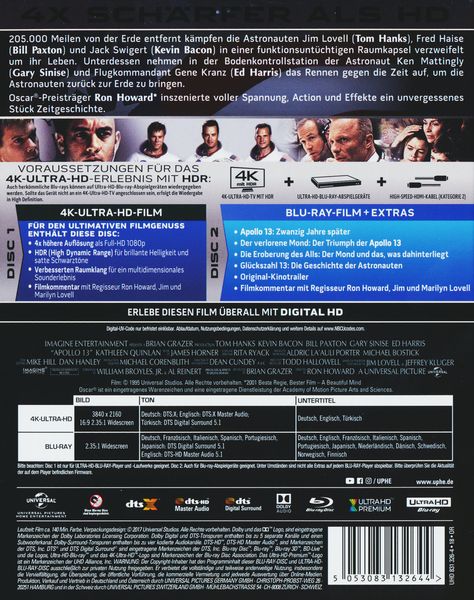 Produktbild: Apollo 13 (4K Ultra HD) (+ Blu-ray 2D)