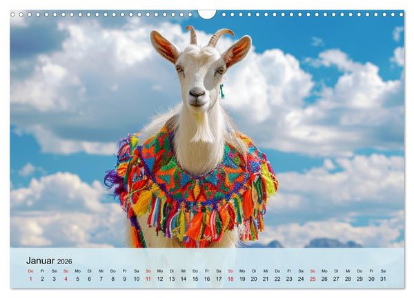 Produktbild: Ziegen im Modezauber. Ein alpiner Fashion-Marathon (Wandkalender 2026 DIN A3 quer), CALVENDO Monatskalender