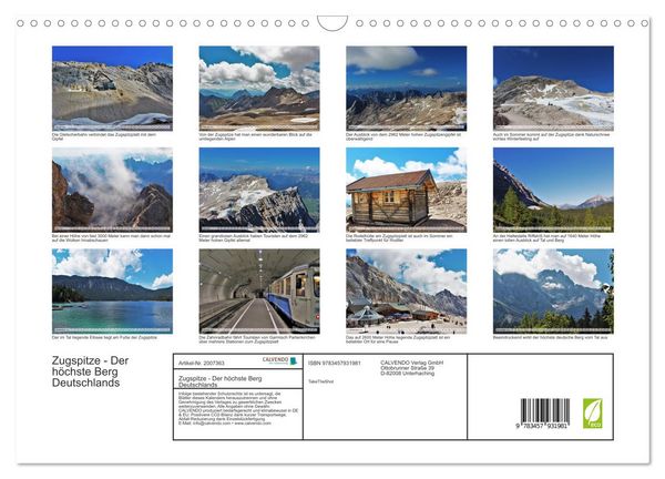 Produktbild: Zugspitze - Der h&ouml;chste Berg Deutschlands (Wandkalender 2026 DIN A3 quer), CALVENDO Monatskalender