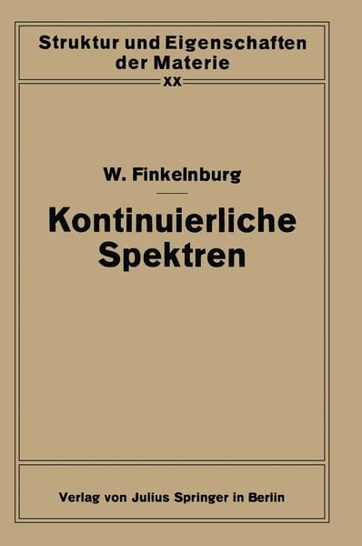 Kontinuierliche Spektren, Taschenbuch von Wolfgang Finkelnburg, Springer Berlin, 9783642496387
