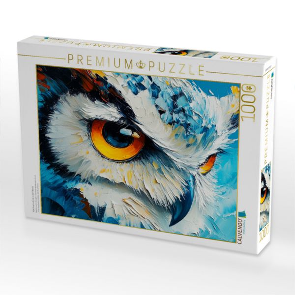 Produktbild: CALVENDO Puzzle Wachsame Eule in der Nacht | 1000 Teile Lege-Gr&ouml;&szlig;e 64x48cm Foto-Puzzle f&uuml;r gl&uuml;ckliche Stunden