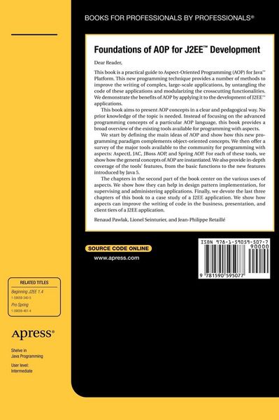 Produktbild: Foundations of AOP for J2EE Development