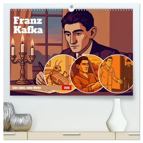 Produktbild: Franz Kafka (hochwertiger Premium Wandkalender 2026 DIN A2 quer), Kunstdruck in Hochglanz