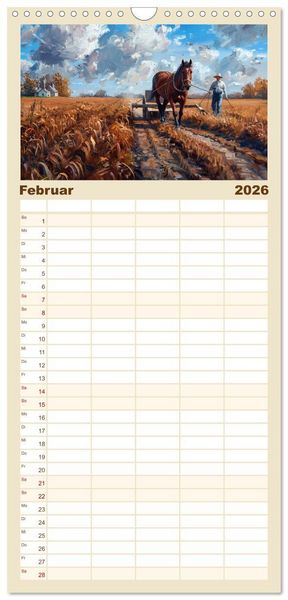Produktbild: Familienplaner 2026 - Facetten des alten Landlebens mit 5 Spalten (Wandkalender, 21 x 45 cm) CALVENDO