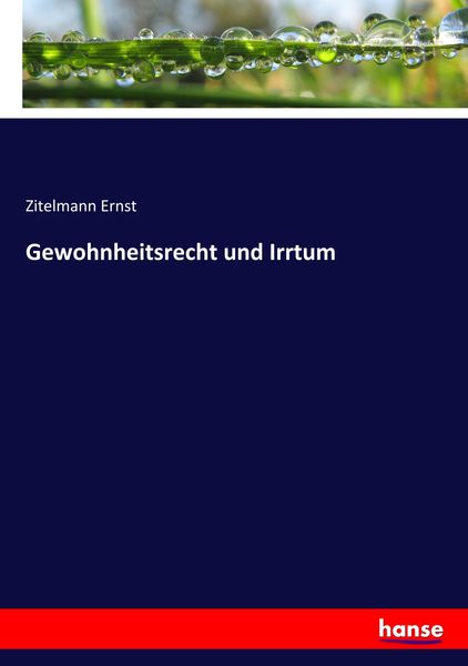 Produktbild: Gewohnheitsrecht und Irrtum
