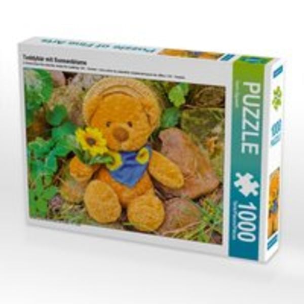 CALVENDO Puzzle Teddybär mit Sonnenblume 1000 Teile Lege-Größe 64 x 48 cm Foto-Puzzle Bild von Karin Sigwarth