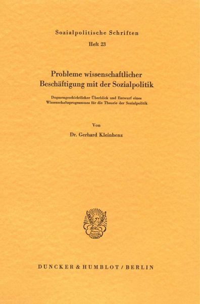 Produktbild: Probleme wissenschaftlicher Besch&auml;ftigung mit der Sozialpolitik.
