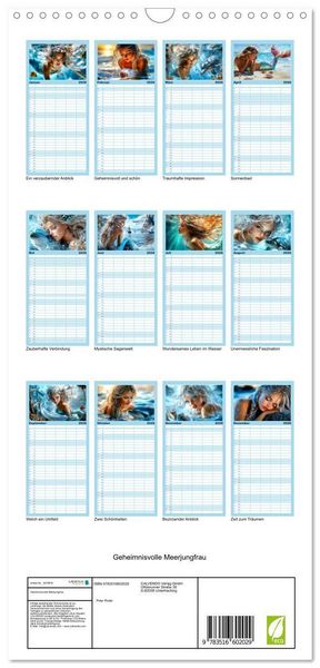Produktbild: Familienplaner 2026 - Geheimnisvolle Meerjungfrau mit 5 Spalten (Wandkalender, 21 x 45 cm) CALVENDO