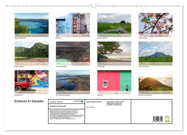 Produktbild: Entdecke El Salvador (Wandkalender 2026 DIN A2 quer), CALVENDO Monatskalender