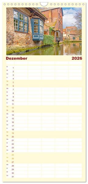 Produktbild: Familienplaner 2026 - Br&uuml;gge - malerische Stadt mit Charme mit 5 Spalten (Wandkalender, 21 x 45 cm) CALVENDO