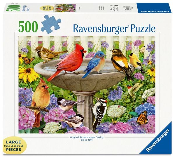 Produktbild: Erwachsenenpuzzle 500 Teile Large Pieces - An der Vogeltr&auml;nke