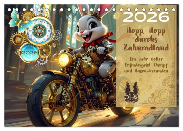 Hopp, Hopp durchs Zahnradland (Tischkalender 2026 DIN A5 quer), CALVENDO Monatskalender