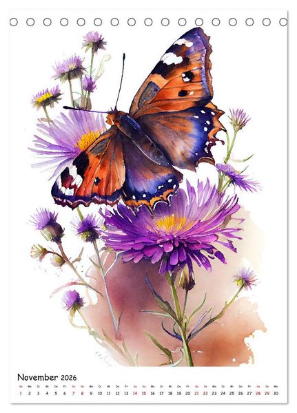 Produktbild: Aquarellmalerei - Blumen und Tiere im Garten (Tischkalender 2026 DIN A5 hoch), CALVENDO Monatskalender