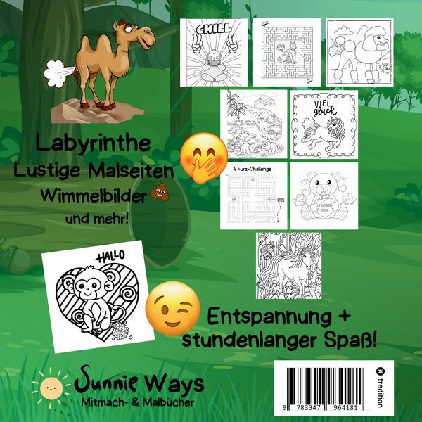 Produktbild: Mitmachbuch für Jungen Pupsende Tiere für clevere Kids Lustiges Aktivitätsbuch für Kinder mit Labyrinthen, Malseiten, Wimmelbildern, Emojis Geschenkid