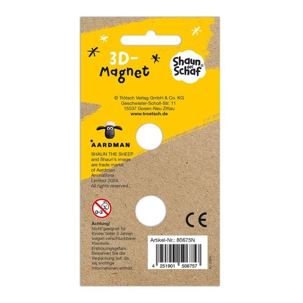 Produktbild: Tr&ouml;tsch Shaun das Schaf 3D-Magnet sitzend